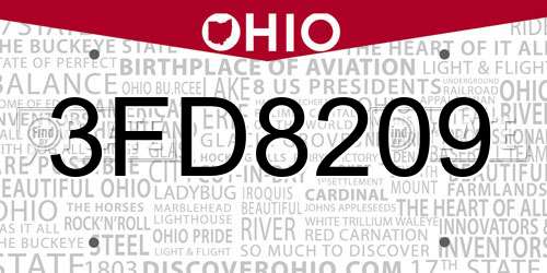 3FD8209 Ohio License Plate