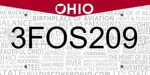 3FOS209 Ohio License Plate