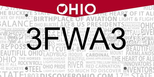 3FWA3 Ohio License Plate