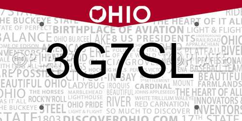 3G7SL Ohio License Plate