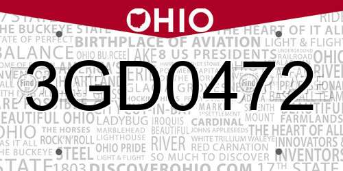 3GD0472 Ohio License Plate
