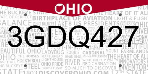 3GDQ427 Ohio License Plate