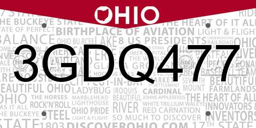 3GDQ477 Ohio License Plate