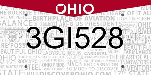 3GI528 Ohio License Plate
