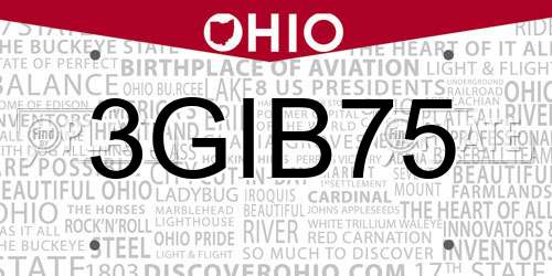 3GIB75 Ohio License Plate