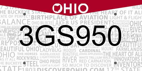 3GS950 Ohio License Plate