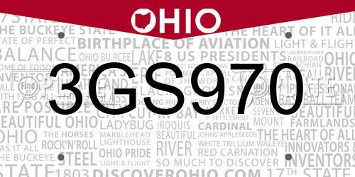 3GS970 Ohio License Plate