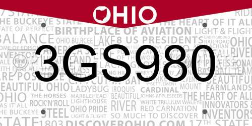 3GS980 Ohio License Plate