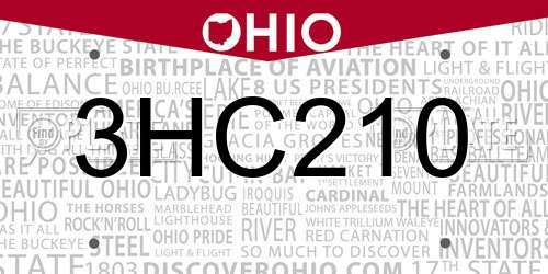 3HC210 Ohio License Plate