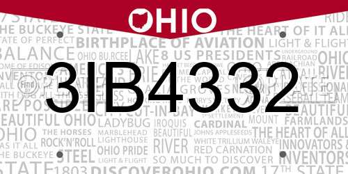 3IB4332 Ohio License Plate