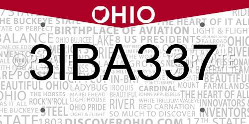 3IBA337 Ohio License Plate