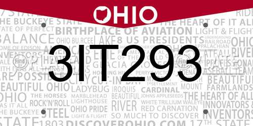 3IT293 Ohio License Plate