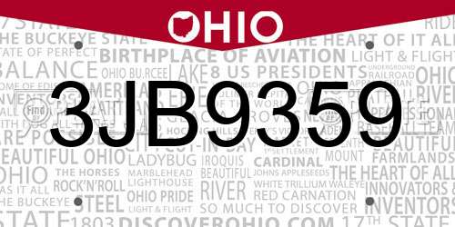 3JB9359 Ohio License Plate