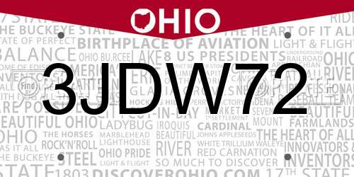 3JDW72 Ohio License Plate