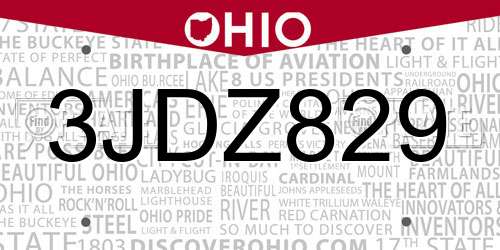 3JDZ829 Ohio License Plate