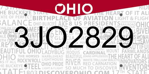 3JO2829 Ohio License Plate