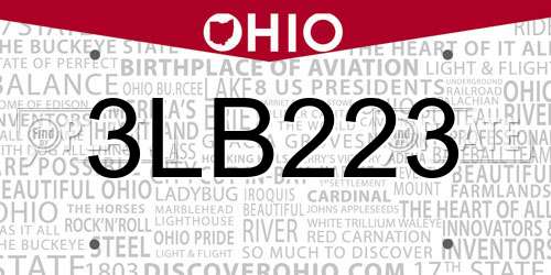 3LB223 Ohio License Plate