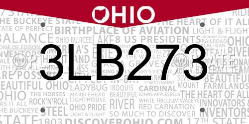 3LB273 Ohio License Plate