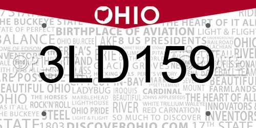 3LD159 Ohio License Plate