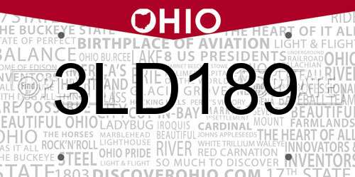 3LD189 Ohio License Plate