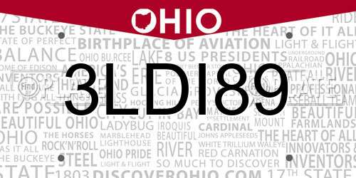3LDI89 Ohio License Plate