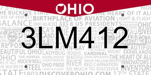 3LM412 Ohio License Plate