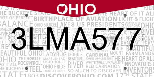 3LMA577 Ohio License Plate