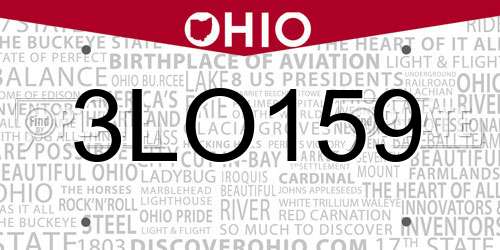 3LO159 Ohio License Plate