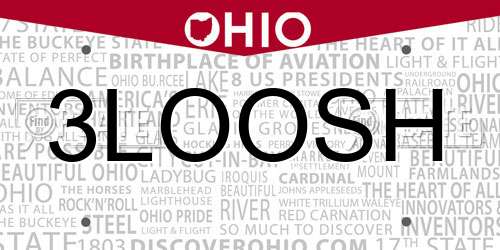 3LOOSH Ohio License Plate