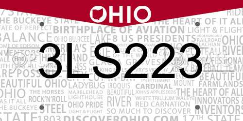 3LS223 Ohio License Plate