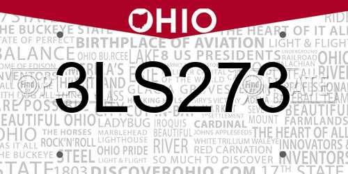 3LS273 Ohio License Plate
