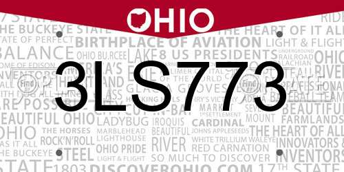 3LS773 Ohio License Plate