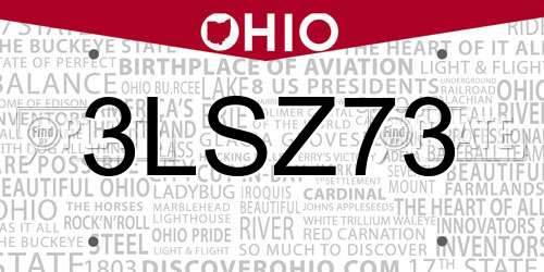 3LSZ73 Ohio License Plate