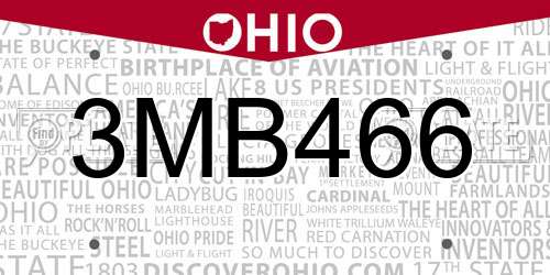3MB466 Ohio License Plate