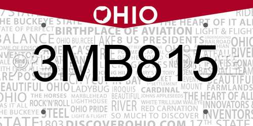 3MB815 Ohio License Plate