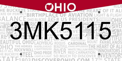 3MK5115 Ohio License Plate