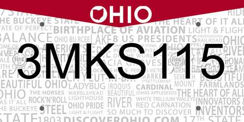 3MKS115 Ohio License Plate