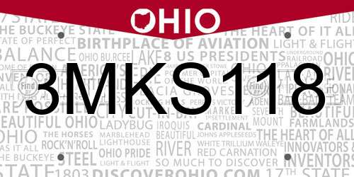 3MKS118 Ohio License Plate
