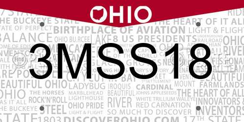 3MSS18 Ohio License Plate