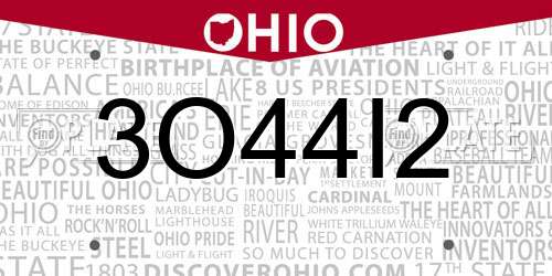 3O44I2 Ohio License Plate