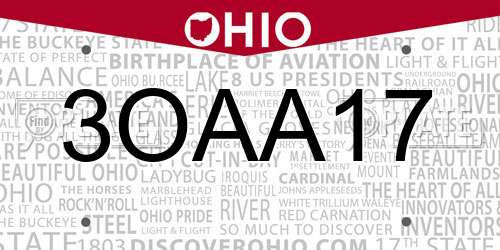 3OAA17 Ohio License Plate