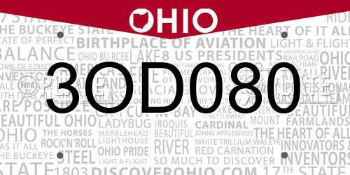 3OD080 Ohio License Plate