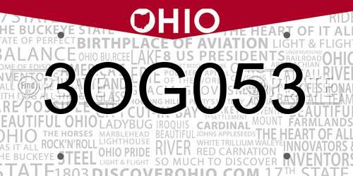 3OG053 Ohio License Plate