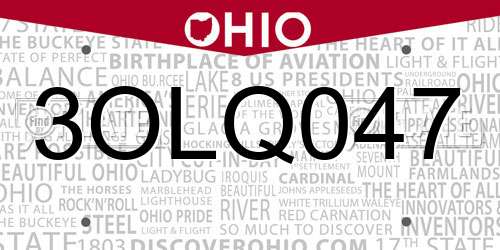 3OLQ047 Ohio License Plate