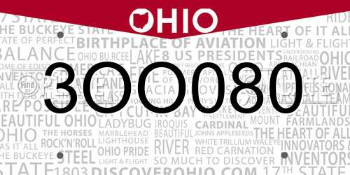 3OO080 Ohio License Plate
