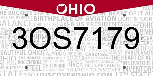 3OS7179 Ohio License Plate