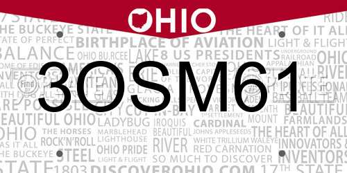 3OSM61 Ohio License Plate