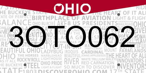 3OTO062 Ohio License Plate