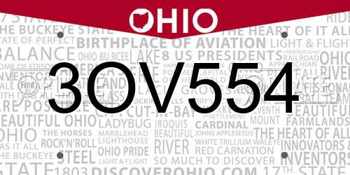 3OV554 Ohio License Plate