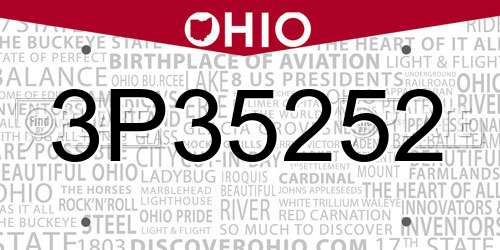 3P35252 Ohio License Plate
